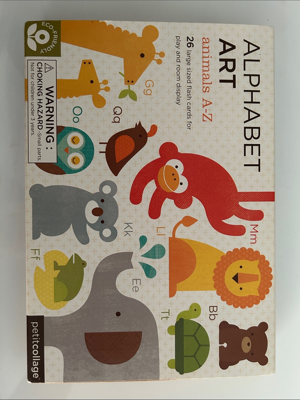 Petit Collage Alphabet Art Animals Flash Cards - Multicolor Kids Learning Set